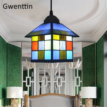 Tiffany Lumini Pandantiv Mediteraneene Loft Home Decor Creativ Vitralii Agățat Lampa De Dormitor, Sufragerie, Corpuri De Iluminat