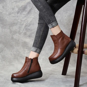 TIMETANG 2020 Nou din Piele Cizme de Iarna Pentru Femei Pantofi Plat Doamnelor Cizme de Zapada pentru Femei Plat Ține de Cald Platforma Pantofi de Lucru