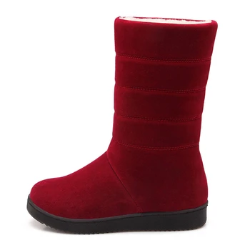 TIMETANGWinter la jumătatea vițel cizme de zapada pentru femei cald timp pantofi plat femeie doamna de moda negru de caise roșu purpuriu cizme rotund toe