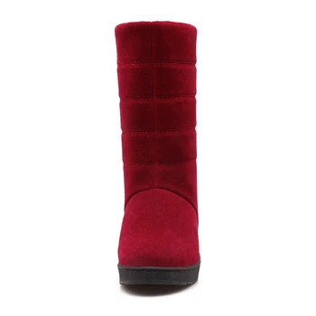 TIMETANGWinter la jumătatea vițel cizme de zapada pentru femei cald timp pantofi plat femeie doamna de moda negru de caise roșu purpuriu cizme rotund toe