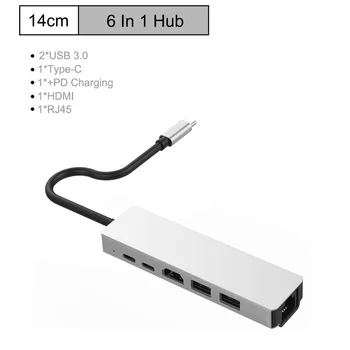 Tip C HUB USB HUB cu Multi USB 3.0 Adaptor HDMI Ethernet Rj45 Lan Adaptor pentru MacBook Pro de Tip C 3.0 Splitter 7 Port USB C HUB