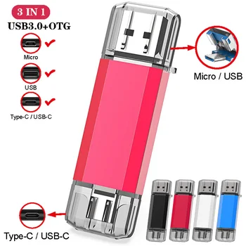 Tip c interfață micro usb de memorie flash de 32GB, 64GB, 128gb Flash Drive Usb memory stick Pendrive