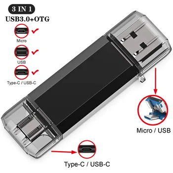 Tip c interfață micro usb de memorie flash de 32GB, 64GB, 128gb Flash Drive Usb memory stick Pendrive
