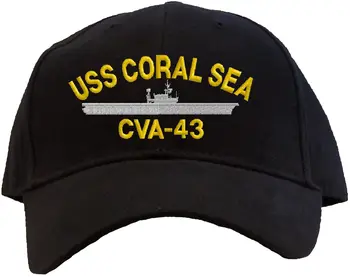 Tipărite USS Mării de Coral CVA-43 Brodate Capac - Disponibil în 7 Culori Pălărie