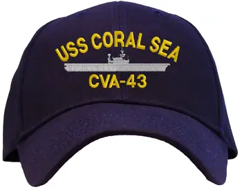 Tipărite USS Mării de Coral CVA-43 Brodate Capac - Disponibil în 7 Culori Pălărie