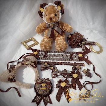 Tiramisu Trupa Urs Urs de Ciocolata Ureche Lolita Dulce Drăguț Ornamente de Păr Hairpin KC Insigna Topuri Pălărie, Pălării de Epocă Cospaly