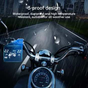 Tirebull Motocicleta TPMS LCD monitorizare a Presiunii în Anvelope Sistemul de Afișaj Digital Senzor Extern USB de Încărcare de presiune în Pneuri Alarma