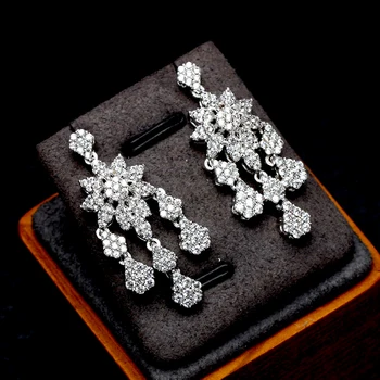 TIRIM Argint Placat cu Stil Candelabru de Cristal de Mireasa Colier Bratara Cercei Inel Bijuterii Seturi Pachet de 4 pentru Femei Nuntă
