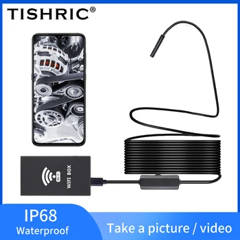 TISHRIC Endoscop cu Camera HD 1200P 8mm IP68 Moale Cablu Țeavă Camera de Control de Afișare Wifi Endoscop Camera Pentru Android IOS, PC-ul