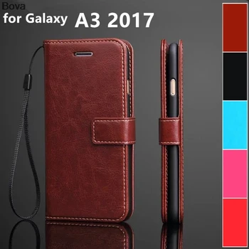 Titularul cardului de caz acoperire pentru Samsung Galaxy A3 2017 A320F A3200 caz de protecție din piele portofel Caz flip cover pentru Galaxy A3 2017