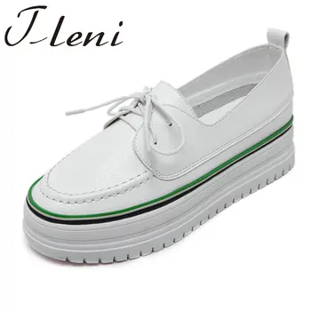 Tleni 2019 primăvară cu talpi groase dantelă albă, pantofi adidași student platforma pantofi femei din piele sălbatice pene pantofi de mers pe jos ZW-62