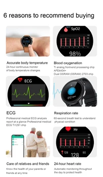 TMYIOYC Temperaturii Corpului Ceas Inteligent PPG+ECG IP68 Impermeabil Rata Respirației Tracker de Fitness SmartWatch bărbați femei