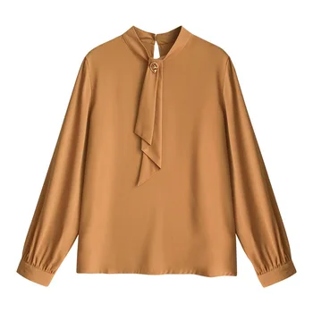 Toamna anului 2019 Tricou Femei coreene Maneca Lunga Solidă Șifon Tricou Femei Streetwear 4XL Plus Dimensiune Bluza Vrac Elegante, Topuri Femeile