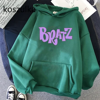 Toamna Bratz Tricou Femei Alb Verde Negru Gri partea de Sus cu Gluga Y2K Maneca Lunga Print Graphic hoodie pentru Femei Haine de Streetwear