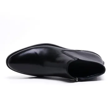 Toamna Din Piele Mare Sus Pantofi Pentru Bărbați De Afaceri Rochie Pantofi Confortabil Designer Italian A Subliniat Toe Side Zip Glezna Cizme
