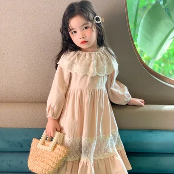 Toamna fete rochie Fete Noi Rafinat Dantelă Cusaturi Printesa Rochie coreeană Stil Elegant Curtea Stil de Rochie