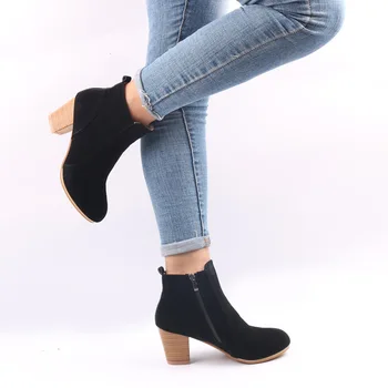 Toamna fierbinte de Iarnă Cizme pentru Femei Solide European Doamnelor pantofi Martin cizme de piele de Căprioară Piele glezna cizme frecarea cu o grosime dimensiune 35-41