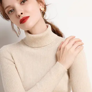 Toamna / Iarna 2020 Nou de Înaltă Gât Pulover pentru Femei Pulover Maneca Lunga Slim Fit Tricotate Pulover Bottom