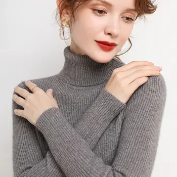 Toamna / Iarna 2020 Nou de Înaltă Gât Pulover pentru Femei Pulover Maneca Lunga Slim Fit Tricotate Pulover Bottom
