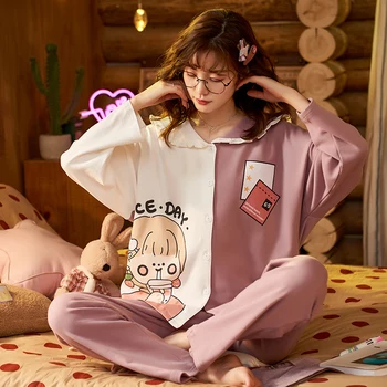 Toamna Iarna 2020 WAVMIT Femei Pijamale de Bumbac Lung Set Top de sex Feminin Pijamale Set NightSuit Pijamale Seturi de Femei de Agrement Uza