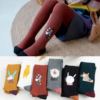 Toamna Iarna Copii Dresuri Groase de Bumbac Tricotate Copii Dresuri de Animale Desene animate de Imprimare Dresuri Ciorapi pentru Fete 1-12 Ani