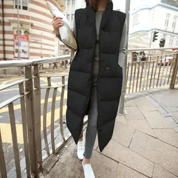 Toamna Iarna Căptușit Vesta Femeie de Moda Lung Liber Femeie Haina coreean Jos Bumbac Calda Veste de Îmbrăcăminte pentru Femei