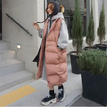 Toamna Iarna Căptușit Vesta Femeie de Moda Lung Liber Femeie Haina coreean Jos Bumbac Calda Veste de Îmbrăcăminte pentru Femei