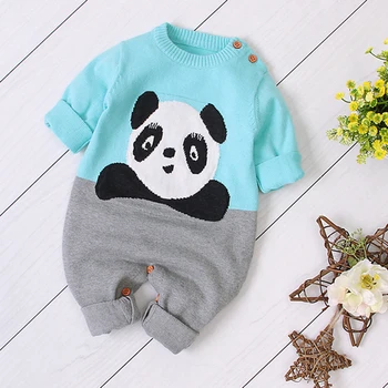 Toamna Iarna Pentru Copii Băieți Fete De Desene Animate Drăguț Panda Salopetă Bebe Boy Fata De Copii De Tricotat Cu Maneca Lunga Salopetă Haine