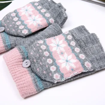 Toamna Iarna Tricotate pentru Femei Fingerless Glove Fete Frumoase Mănușă de Iarnă se Ingroase Cald Semi-deget Mănuși de Conducere
