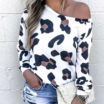 Toamna Leopard Imprimate pentru Femei T-shirt Sexy cu Maneci Lungi Femei T-shirt 2021 Nou Liber de Moda Streetwear Casual Femei Topuri