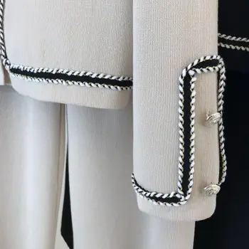 Toamna Pentru Femei Costum De Trening Noua Moda Gât Cardigan Tricotate De Sus + Liber Pantaloni Largi Picior Două Seturi De Piese