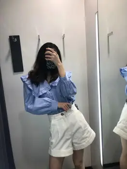Toamna uscat bluza femei ins blogger de moda anglia epocă volane largi poplin blusas mujer de moda 2020 tricou casual de top