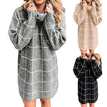 Toamna și iarna doamnelor carouri rochie din tricot două rever tablă de șah pulover moale, confortabil pulover pulover MY19069