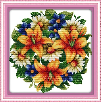 Toate florile înfloresc împreună-crin goblen kit de flori 14ct imprimate tesatura panza cusaturi de broderie manual DIY manual