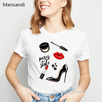 Toc ruj de buze de Lux Machiaj tricou femei vogue tricou camiseta mujer vara moda femei t-shirt tumblr topuri tee