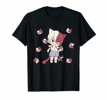Todoroki Chibi Anime T-Shirt Pisica Drăguț Topuri Nou Unisex Amuzant Tricou