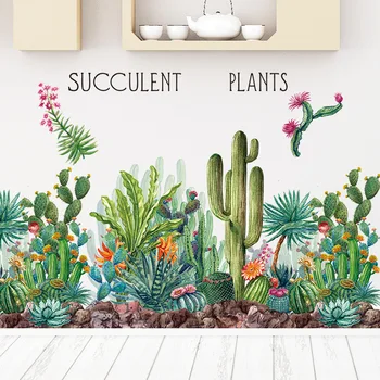 Tofok Verde Plante Tropicale Cactus Perete Autocolant Perete DIY Decal Camera pentru Copii Pepinieră Decor Acasă Desene animate Clasă Living Poster