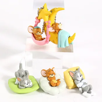 Tom Cat Jucarie Jerry Mouse-Ul Dormit Breloc 5 Piese Set Handmade Tort De Decorare Copil Jucărie Cadou De Ziua De Nastere