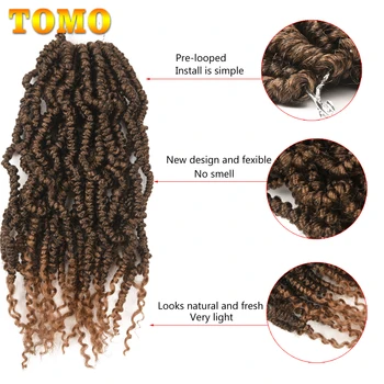 TOMO Pre Buclă Pasiune Hair Twist 12 Inch Scurt Ombre Primăvară poftă de mâncare Croșetat Păr Lumina 70g/Pc Sintetice Împletitură de Extensie de Păr