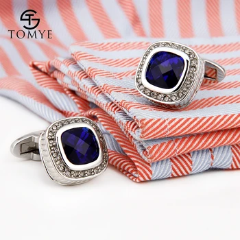 TOMYE franceză Tricou Albastru de Cristal butoni Rochie de Mireasa de Lux de Cupru Pur de Bijuterii Pentru Barbati Femei XK18S377
