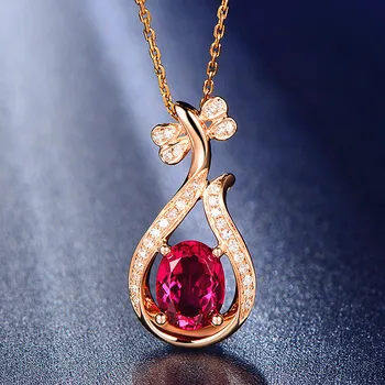 Ton de aur cristal rosu rubin pietre pretioase diamante pandantiv coliere pentru femei moda bijuterii colier lanț accesorii bijoux