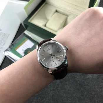 Top brand de Lux clasic bărbați ceas stil simplu seria curea din piele ceasuri de mana Automatic ceas cu cuarț de afaceri reloj rlx12