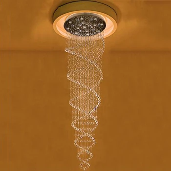 Top vânzări dublă spirală flush mount camera de zi lumini de decor acasă stea pandantiv candelabru de cristal
