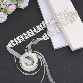 TOPQUEEN de Lux Rochie de Mireasa Sash Belt Aliaj de Argint Curele pentru Femei de Îmbrăcăminte, Accesorii de Onoare Cercevea Diamant Aplici S414