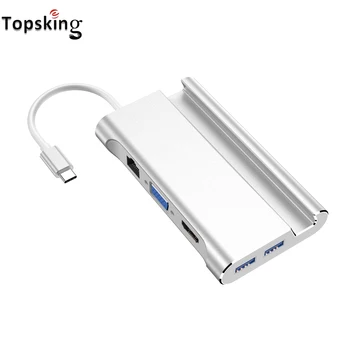 Topsking 7 în 1 Tip C HUB Stație de Andocare USB-C to HDMI Adapter Kit Pentru Samsung HUAWEI Dex Pad Station usb dock Adaptor de Alimentare