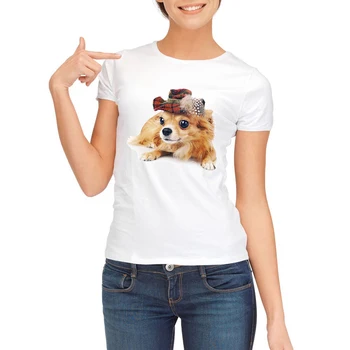 Topuri de vara 2019 Amuzant Pug Imprimare Femei T-Shirt Femei Albe Camisetas Topuri Largi Tricou câine Chihuahua Tricou Tricou Femme