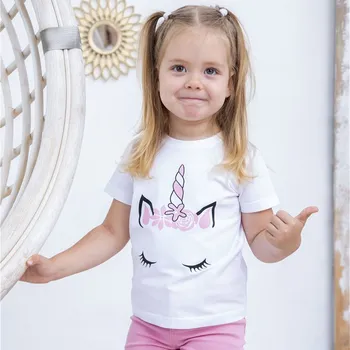 Topuri Pentru Fete Unicorn Maneca Scurta Casual Fetita Tricou Fete Bluze t-shirt pentru fete de 10 ani KT-2279