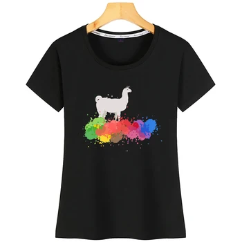 Topuri Tricou Femei Lama Alpaca Colorate Organice Amuzant Harajuku Scurtă Tricou