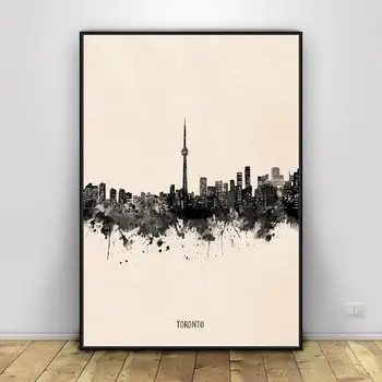 Toronto City cerneală Neagră Abstract Panza Pictura Arta de Imprimare Poster de Perete Imagine Minimalist Modern, Dormitor, Camera de zi de Decorare