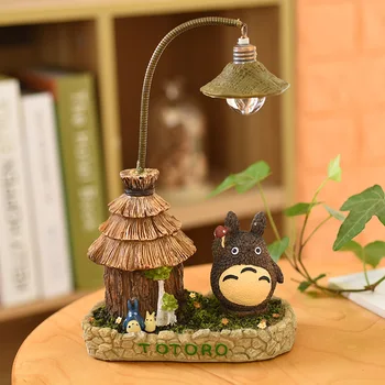 Totoro Rășină Noapte Corpuri de iluminat pentru Copii Cameră Dormitor Noptieră Lampa de Noapte Lămpi cu LED-uri Lumini de Decor Studiu Astru Lampa